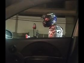 A motorcyclist catches me jerking off in my car
