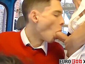 Euro Twink Anal Threesome Ends With A Huge Warm Cumload