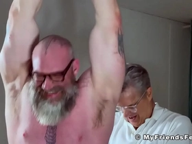 Bearded muscular daddy Rick got himself bound and tickled